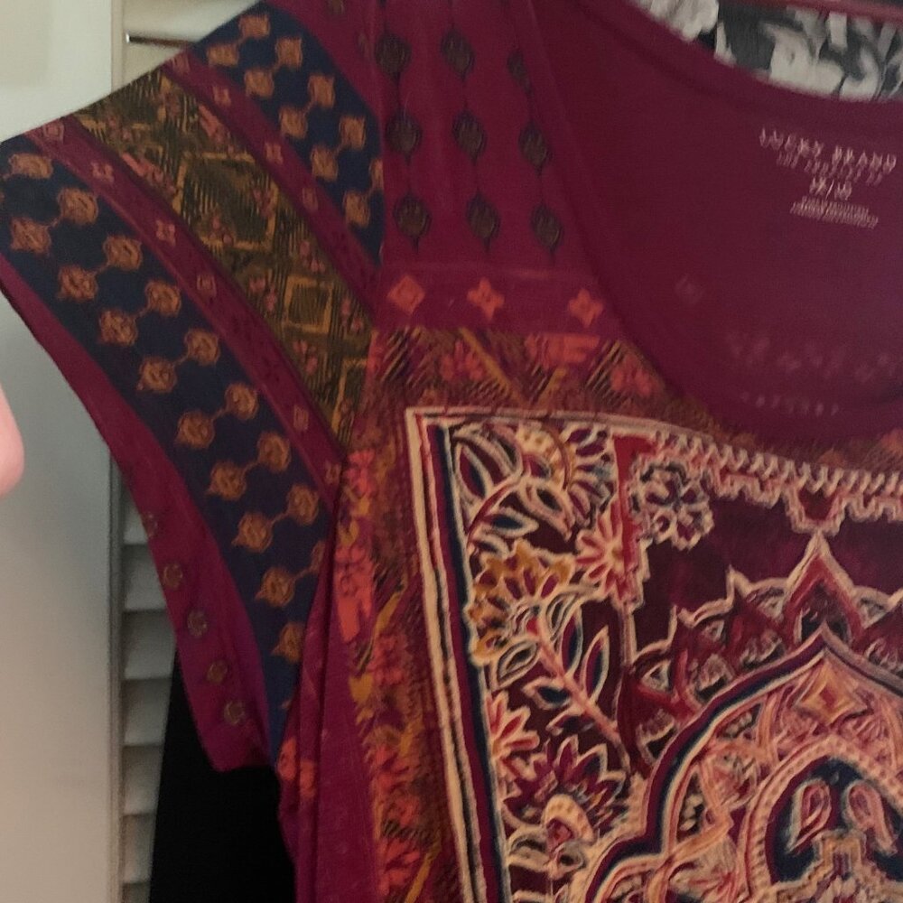 Lucky Brand Persian Tee -Burgandy- NWT - Picture 7 of 8